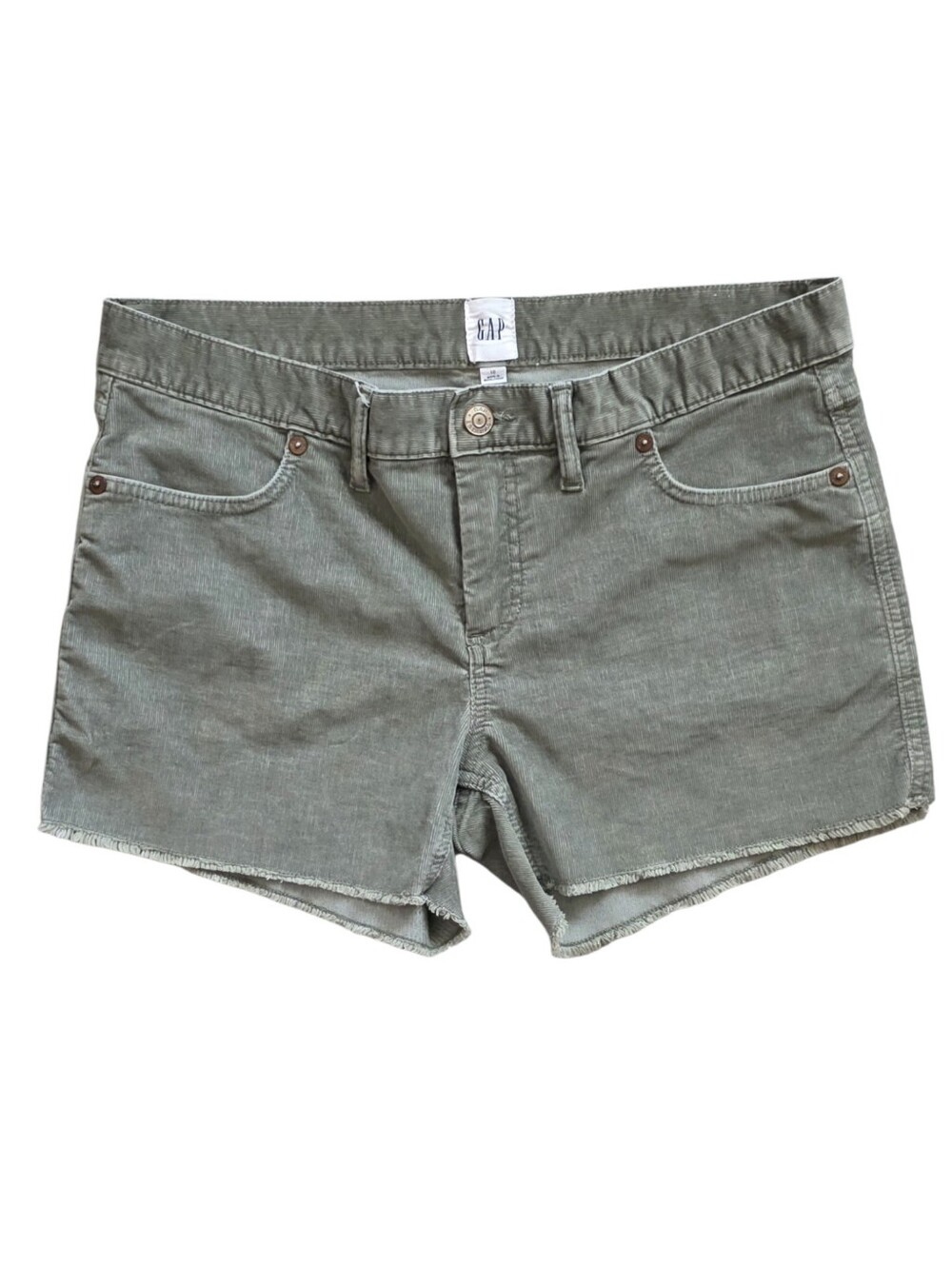 GAP Sz 10 Sage Green Corduroy Raw Hem Casual Boho Shorts